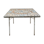 Table de jardin annes 50 en ciment et carreaux