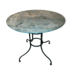 Table de jardin fer forgé et zinc Table de jardin fer forgé et zinc