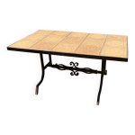 Table de jardin vintage plateau en carreaux cramique pitement fer forg