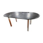 Table knoll ovale marbre noir pieds chroms joe d'urso 1983