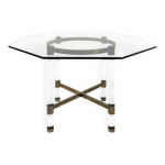 Table en laiton et verre acrylique par sandro petti pour metalarte, 1970