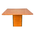 Table en loupe d orme et laiton, vintage 1970