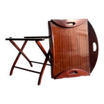 Table de majordome britannique du xixe sicle en bois brun fonc, de style bateau, avec plateau amovible ...