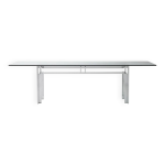 Table  manger en acier bross avec plateau en verre - doge - carlo scarpa pour simon - annes 1970