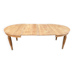 Table  manger art dco ronde extensible rnov en bois brut 1950 225cm