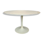 Table  manger blanche pied tulipe attribue  maurice burke