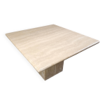 Table  manger carre vintage en travertin, annes 1970