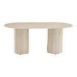 Table � manger design keysha avec plateau en c�ramique travertin brillante