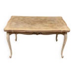 Table à manger extensible louis xv rénové en bois brut 220cm Table à manger extensible louis xv rénové en bois brut 220cm
