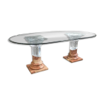 Table  manger par fabianart avec 2 colonnes doriques en marbre et acrylique - italie annes 1980