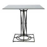 Table à manger en fer forgé avec son plateau en verre carré noir, vintage 1980 Table à manger en fer forgé avec son plateau en verre carré noir, vintage 1980