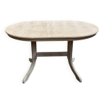Table  manger de ferme extensible rnove en chne brut xx me 185cm