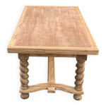 Table � manger de ferme extensible r�nov�e en orme pieds tourn�s 19�me 180 /