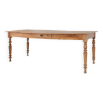 Table à manger française de style wabi sabi en bois d'orme avec tiroir, ca. 1850 Table à manger française de style wabi sabi en bois d'orme avec tiroir, ca. 1850