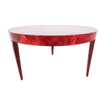 Table � manger italienne laqu�e rouge peau de ch�vre parchemin par aldo tura ann�es 1960