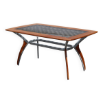 Table  manger italienne en verre, bois et mtal - table  manger design italien - 80