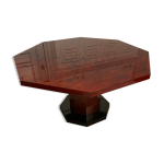 Table à manger laquée rouge et poussière d or, 1970s Table à manger laquée rouge et poussière d or, 1970s