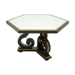 Table à manger néoclassique maurice hirsch bois noir doré miroir 1970 Table à manger néoclassique maurice hirsch bois noir doré miroir 1970
