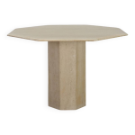 Table � manger octogonale en travertin italienne des ann�es 1980.