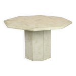 Table à manger octogonale vintage en travertin et pierre naturelle, italie, années 70 Table à manger octogonale vintage en travertin et pierre naturelle, italie, années 70
