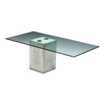 Table � manger : pi�tement central en b�ton et plateau verre saporiti
