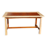 Table à manger rectangulaire en bois exotique Table à manger rectangulaire en bois exotique