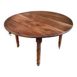 Table à manger ronde à abattants ancienne française merisier et noyer vers 1900 auvergne Table à manger ronde à abattants ancienne française merisier et noyer vers 1900 auvergne