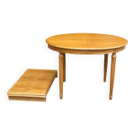 Table à manger ronde art déco extensible en bois 1970 220cm Table à manger ronde art déco extensible en bois 1970 220cm