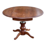 Table � manger ronde bois massif pied central volets extensible xx�me