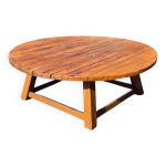 Table à manger ronde brutaliste en chêne, pays - bas, années 1960 Table à manger ronde brutaliste en chêne, pays - bas, années 1960