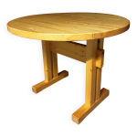 Table  manger ronde charlotte perriand les arcs vintage en pin des annes