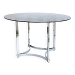 Table à manger ronde chromée, années 1970 Table à manger ronde chromée, années 1970