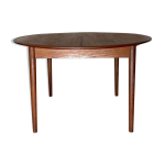 Table à manger ronde danoise extensible en teck des années 1960 Table à manger ronde danoise extensible en teck des années 1960