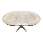 Table  manger ronde extensible pied central rnove en bois brut 150cm