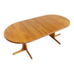Table à manger ronde extensible en teck massif, danemark années 1960 Table à manger ronde extensible en teck massif, danemark années 1960