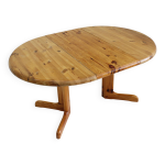Table  manger ronde extensible vintage danoise en bois de pin des annes 1960