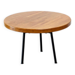 Table  manger ronde industrielle franaise avec plateau en chne