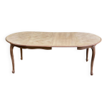 Table à manger ronde louis xv rénovée en bois brut 210cm Table à manger ronde louis xv rénovée en bois brut 210cm