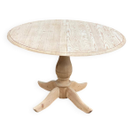 Table à manger scandinave ronde extensible pied central rénovée 155cm Table à manger scandinave ronde extensible pied central rénovée 155cm