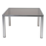 Table à manger en verre et chrome, 1970s Table à manger en verre et chrome, 1970s