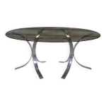 Table  manger verre fum & chrome vintage 70