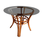 Table � manger verre fum� et rotin