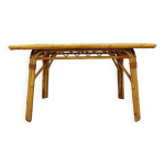 Table à manger vintage en rotin et céramique de vallauris des années 50 60 Table à manger vintage en rotin et céramique de vallauris des années 50 60