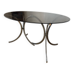 Table  manger vintage en verre fum