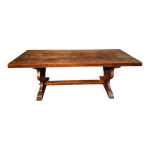 Table monastère française vintage en chêne table tréteau en chêne massif des années 1950 Table monastère française vintage en chêne table tréteau en chêne massif des années 1950