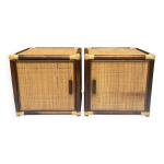 Table nuit cubes vintage en rotin