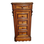 Table de nuit merisier et marbre rose