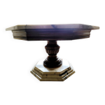 Table octogonale en marbre carrare et noyer massif