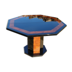 Table octogonale paul michel laque noire et loupe d'orme