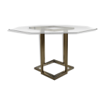 Table octogonale en verre et laiton années 70 Table octogonale en verre et laiton années 70